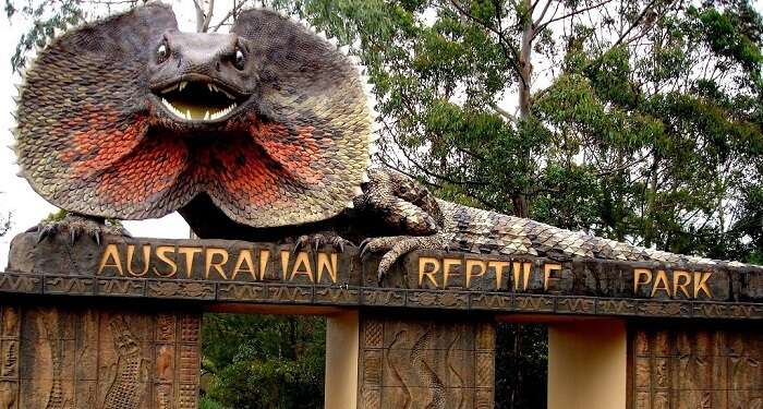 Pintu masuk taman reptil di Swan Valley di Australia