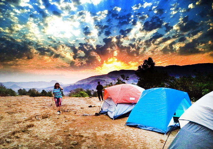 Sunsets at the camping spot in Rajmachi