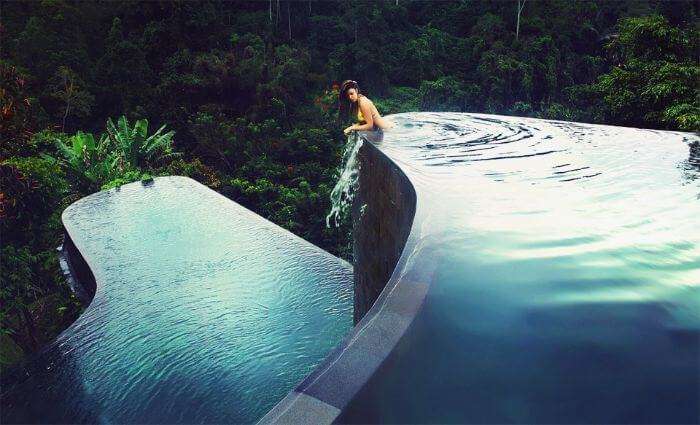 The infinity pool at Udub Hanging Garden Hotel in Bali