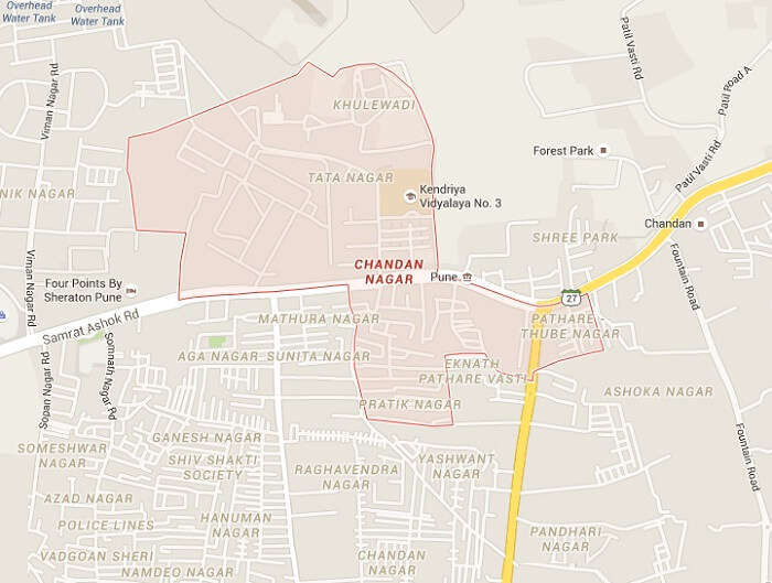 A map of the Chandan Nagar haunted area in Pune