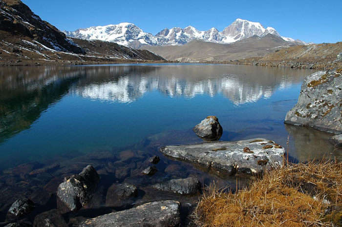 Splendid view of the Crows Lake in North Sikkim