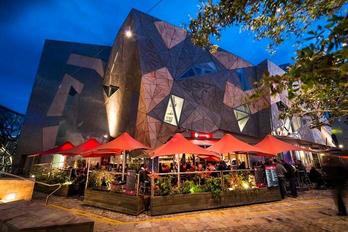 An Illuminated Federation square at night is definitely one of the best tourist attractions in Melbourne