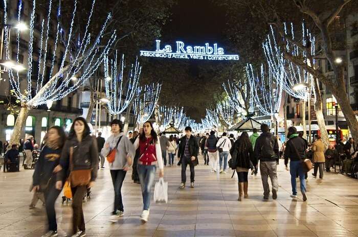 La Rambla in Barcelona is one of the most frequently visited tourist attractions in Spain