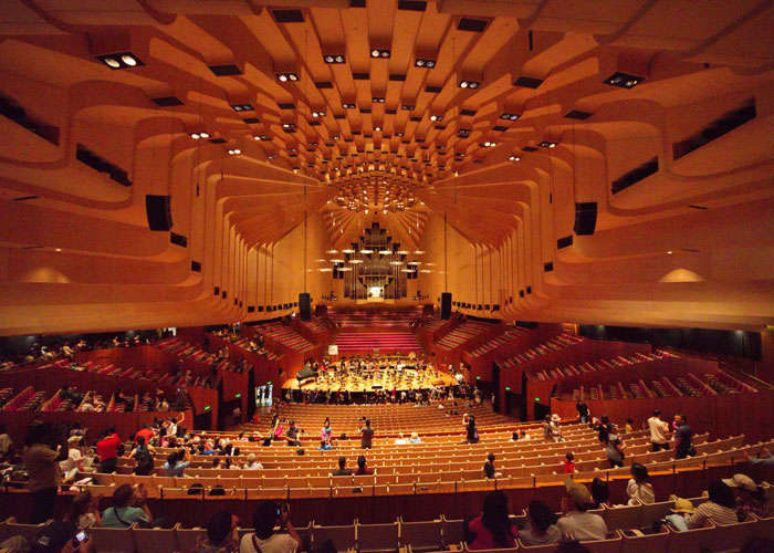 A view of a concert hall inside the Sydney Opera House