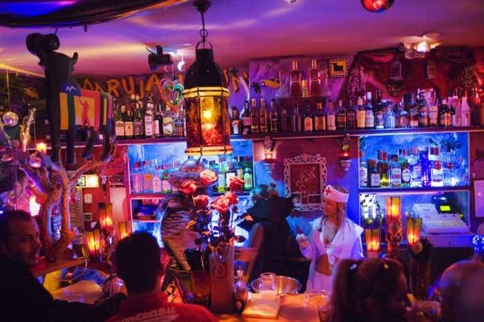 Carmen Bar-a glitzy bar-is a part of the pub crawl in Barcelona