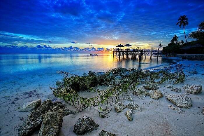 A beautiful sunrise at Wakatobi beach in Indonesia