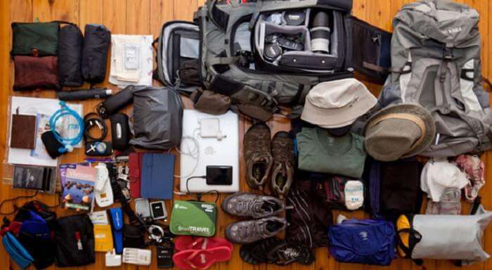 Inside a backpacker’s bag