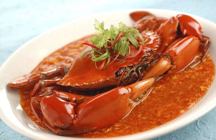 Delicious food of Singapore with chili curry