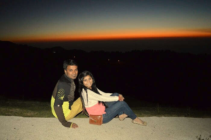 Shivani with her husband enjoying the sunset in Kalatop