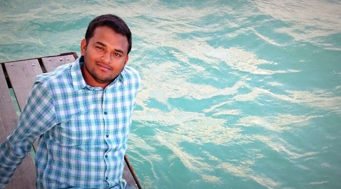 Harshvardan relaxing at a beach in Mauritius