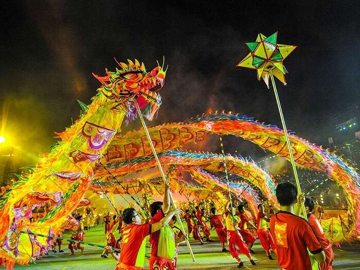 Dragon Dance during the New Year Celebration is one of the major attraction from festivals in Singapore