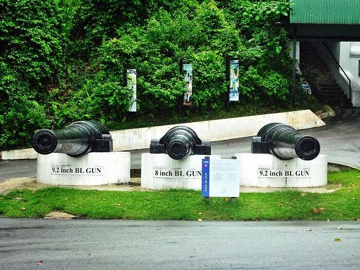 Cannons at display in Fort Siloso – One of the coastal historical places in India