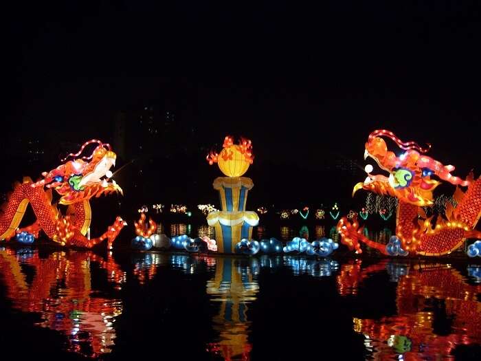 The animal shaped lanterns during the mid Autumn festival in Singapore are popular attractions