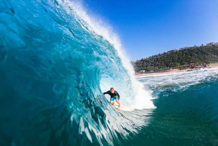 A man surfing at Durban beach