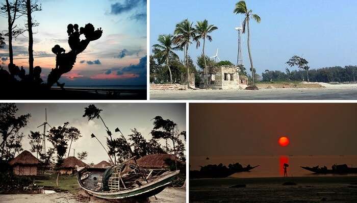 Many views of the Frasergunj beach near Kolkata