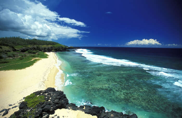 The beautiful view of a beach in Mauritius