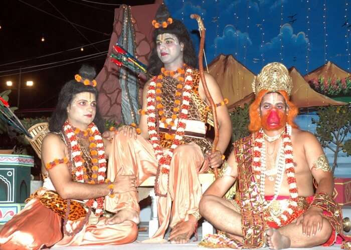 A scene from the Ram Leela organized by Shri Dharmic Leela Committee in Subash Maidan