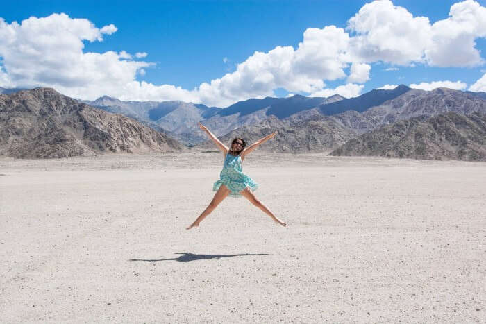 Flat desert plains around Leh in India