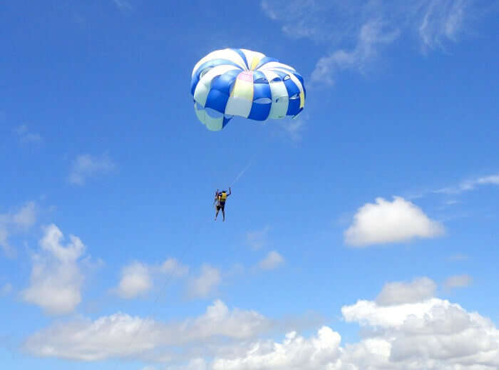 Ramandeep parasailing in Mauritius