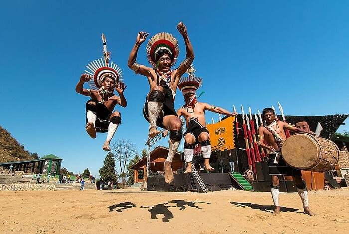 Locals performing tribal dance in Hornbill Festival