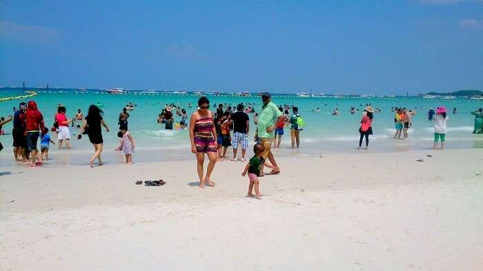 Apurva on the beach with her son Piyush 