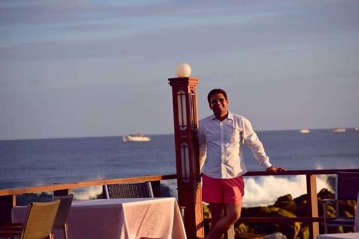 Yatin posing in Paradise Island Resort Maldives