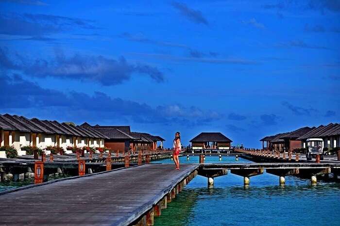 Yatins wife posing on the dock in Paradise Island Resort