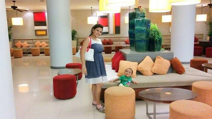 Apurva in the lobby of her hotel in Phuket Thailand