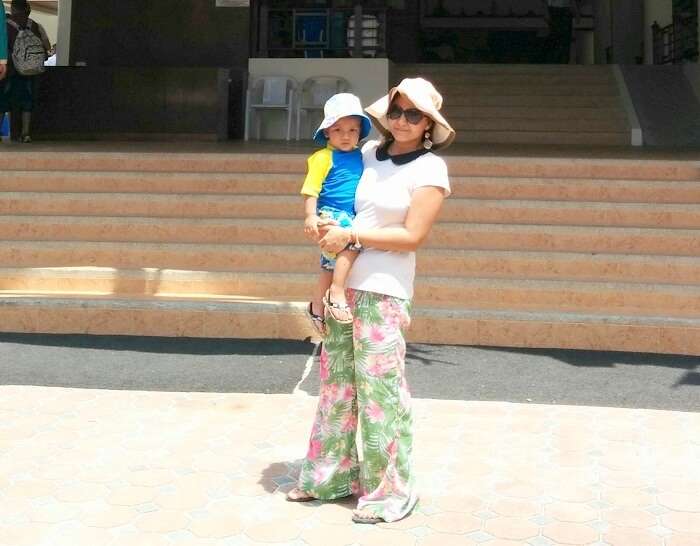Apurva with her son in Phi Phi Island Thailand