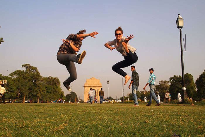 Friends having fun at India Gate