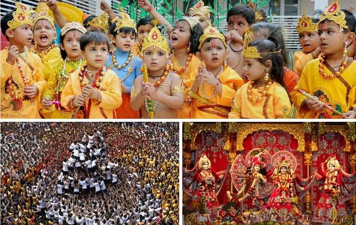 A collage of the Janamashtmi festival