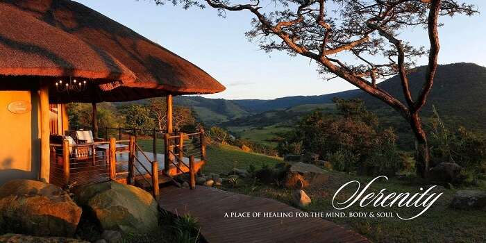 The scenic cottage view at Karkloof Safari Spa resort