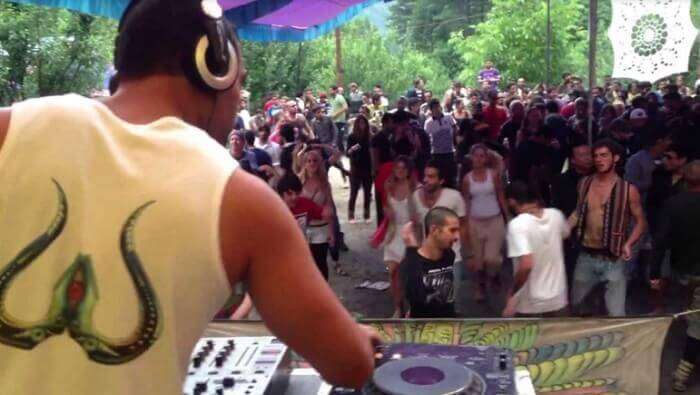 A DJ performing at the famous trance festival in the Parvati Valley