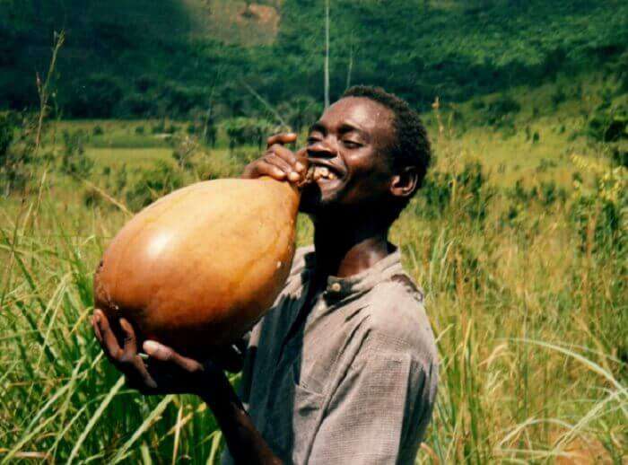 A man relishing the Toddy drink