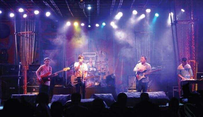 A rock band performing as part of the Ziro festival