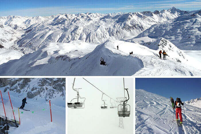 Skiing and hiking at Andermatt Ski Resort in Switzerland
