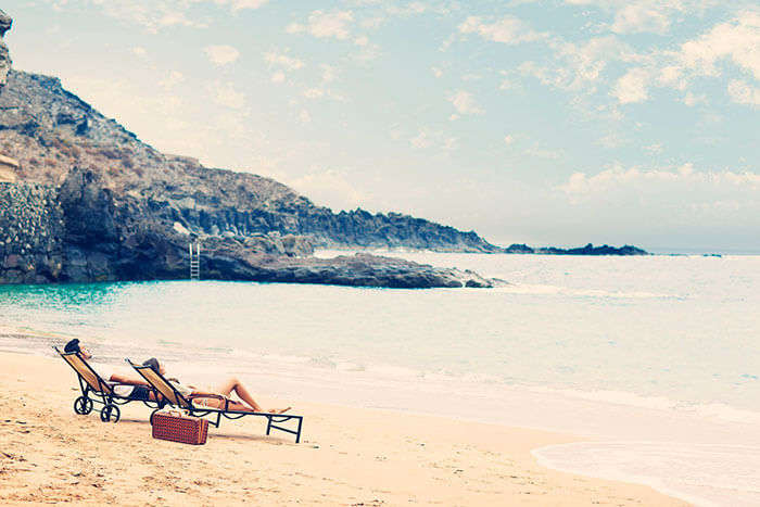 Sunbathing in beaches of India