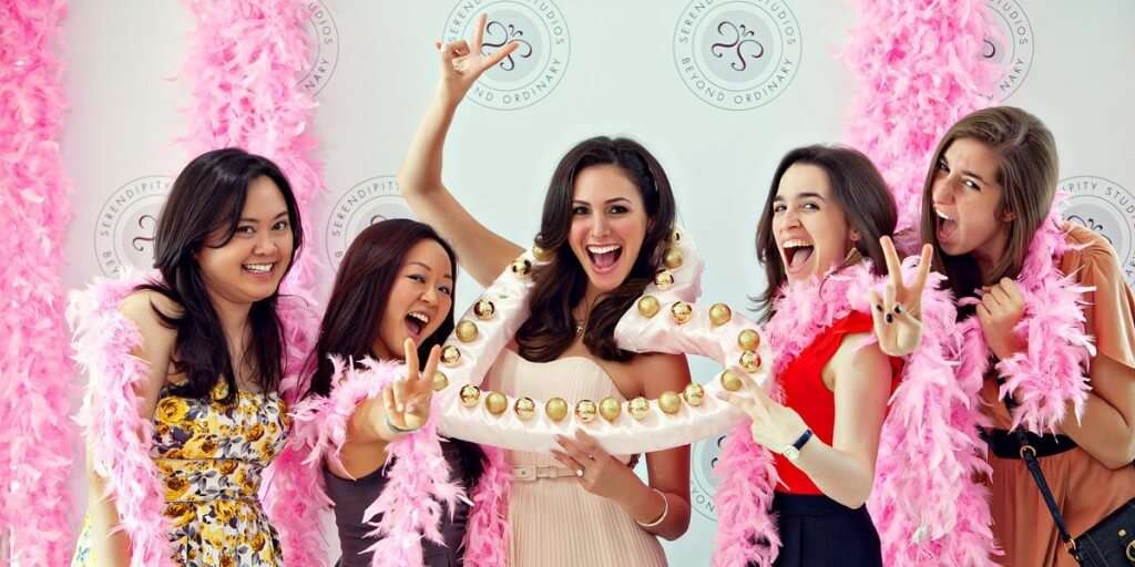 A woman celebrating her bachelorette with her friends