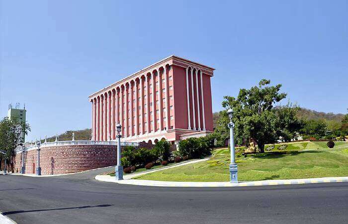 A view of the entrance of Hotel Sitara at Ramoji Film City