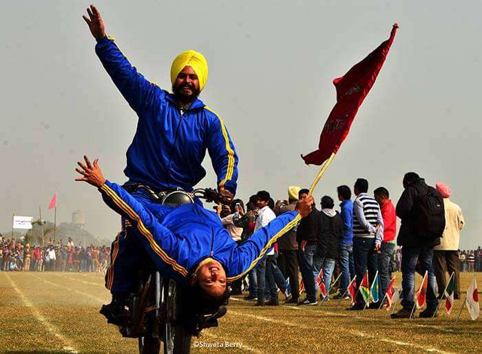 Bike stunts in rural olympic in Punjab