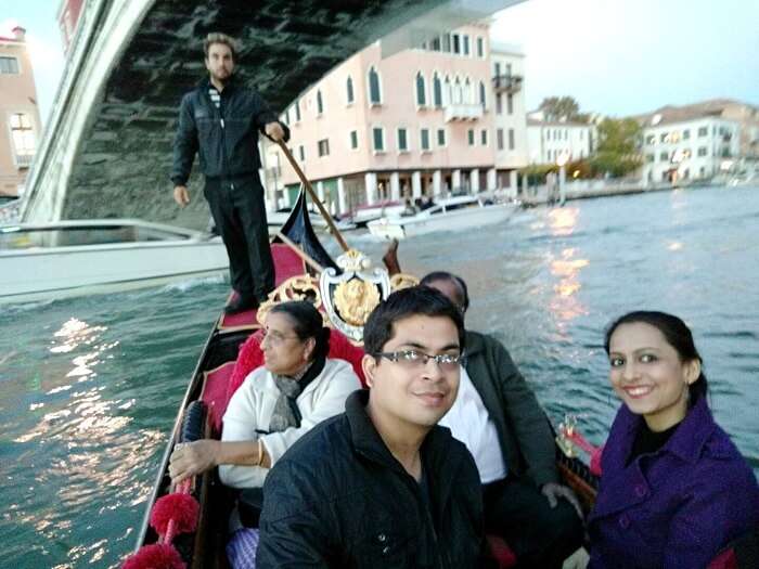 While on the Gondola Ride in Venice