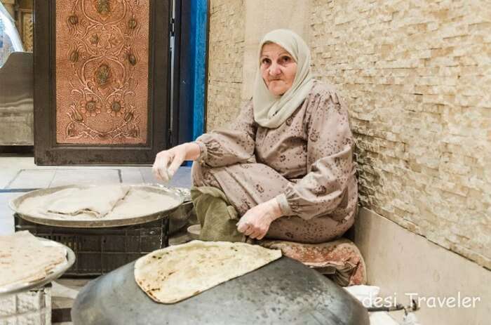 A lady making chapatis in Jordan