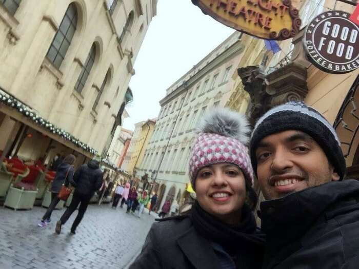 Selfie moment in the local streets of Vienna