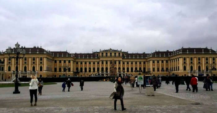 The beautiful Schonbrunn Palace on a cloudy day