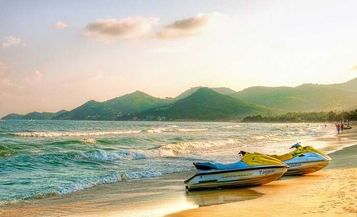 Jet Skis parked at the Chaweng Beach in Koh Samui