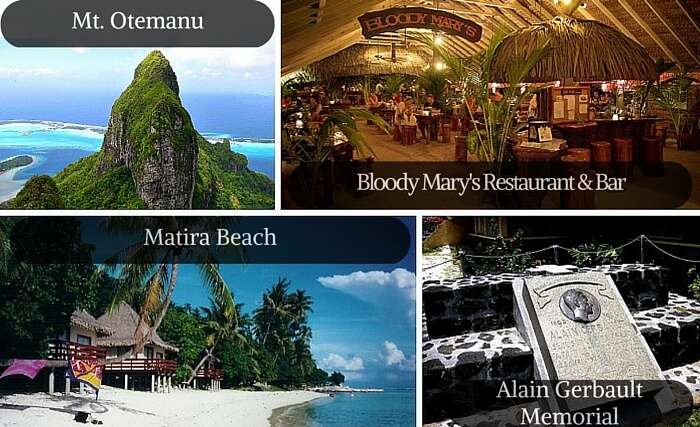 A collage of some of the best tourist attractions in Bora Bora