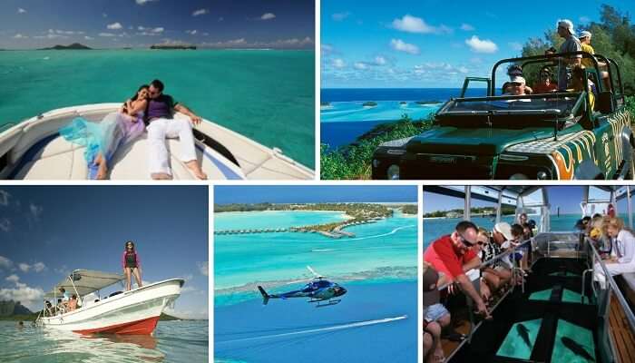 A collage of some of the best tourist tours in Bora Bora