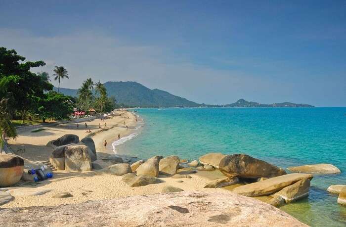 A view of the sea and the Lamai beach of Koh Samui