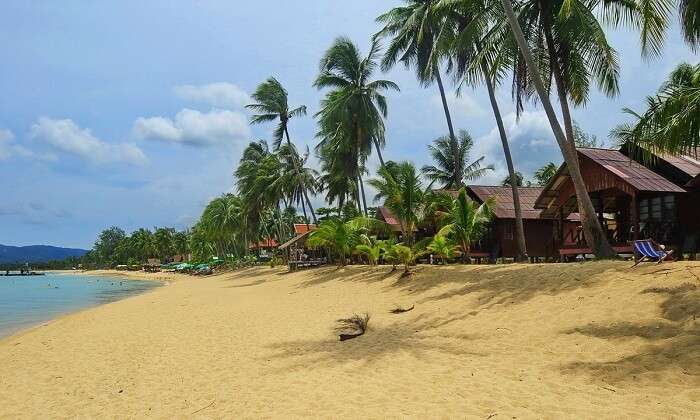 The beachfront of the Maenam Beach Bay Resort at Maenam Beach