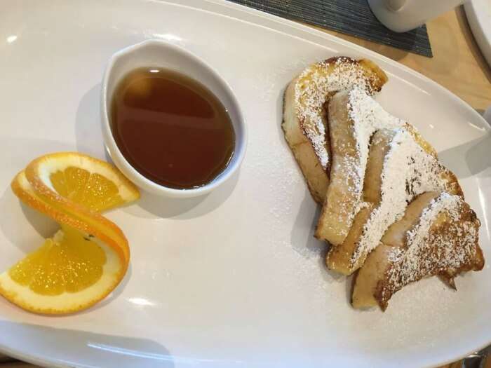 Delicious french toast with some honey in Prague